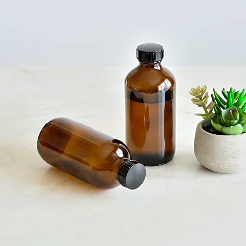 Youngever 6 Pack 8 Ounce Empty Glass Bottles with Lids, Amber Glass Growlers with Tight Seal Lids, Perfect for Secondary Fermentation, Storing Kombucha, Kefir