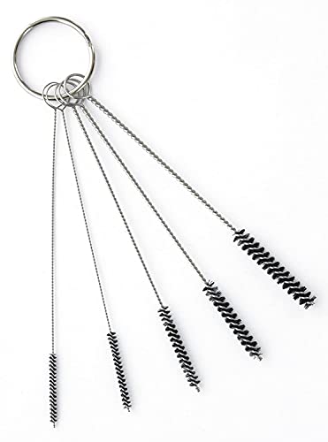 10" Extra Long Tube Brush Set - Small 5 Pack - Black | Flexible nylon straw brushes for bottles, cleaning straws, pipe cleaners, glass, keyboard, detailing and deep cleaning - color: Black, size: Small 5 Pack (2mm 3mm 4mm 5mm 6mm)