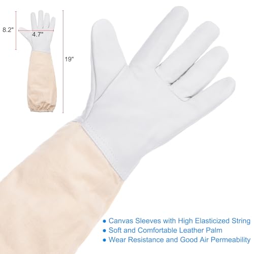 HARFINGTON 3Sets Bee Suit for Men and Women L Beekeeping Suits Outfit with Glove and Veil Hood Bee Suits for Men Proof Backyard Professional and Beginner Bee Keeper Thick, White - size: L