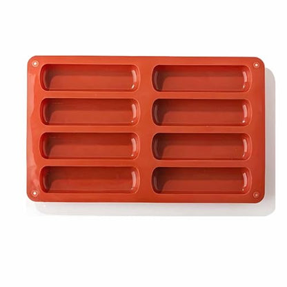 Silicone Finger Biscuit Mold, 8 Cavities, 11x6.7 inch, Set of 2 Baking Mold for Eclairs and Chocolate Bars - color: 2 Packs Silicone Finger Biscuit Molds Z276