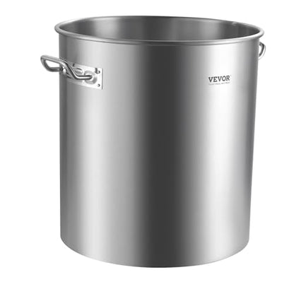VEVOR Stainless Steel Stockpot, 64 Quart Large Cooking Pots, Cookware Sauce Pot with Basket, Lid, and Handle, Heavy Duty Commercial Grade Stock Pot, Sanding Treatment, for Large Groups Events Silver - size: 63.9 Quarts
