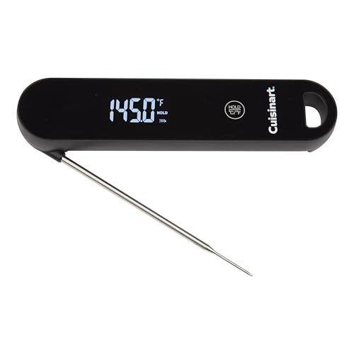 Cuisinart LED Digital Pro Instant Read Thermometer, Calibrated Ambidextrous Waterproof Meat Thermometer for Home & Grill, Lift to Wake Ultra Fast 0.6s Read Time, Home Gadget, BBQ, Smoker, Oil Fry