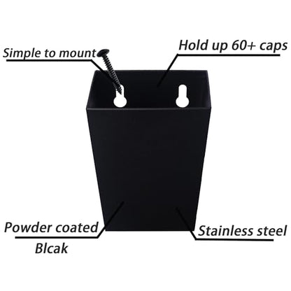 Black Bottle Cap Catcher Wall Mounted Narrow 3-1/2“ Stainless Steel Beer Cap Bucket Screw in Wood Post Fridge - color: Black