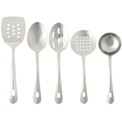 Gibson Home Landsworth 5-Piece Stainless Steel Serving Utensil Set – Ladle, Slotted Spoon, Skimmer, Turner, Spoon - size: Serveware Set (5pcs)