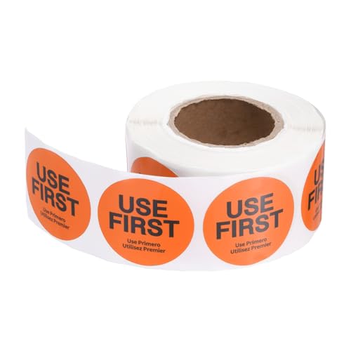 PATIKIL 500 Pcs USE First Stickers, 1.5 inch Round Use First Stickers Food Service Circle Inventory Control Adhesive Labels for Food Service Kitchen Restaurants Retail Storage Date, Orange - color: Orange, size: 1.5 Inch