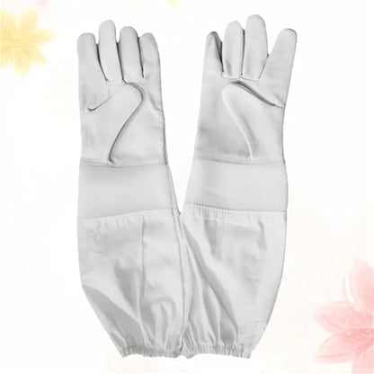 Beekeeping Gloves 2 Pair Beekeeping Gloves Premium Goatskin Beekeeper's Glove Long Protective Gloves Size XL (White) for Beekeepers Protected Supplies