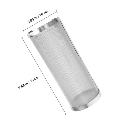 SHINEOFI Stainless Steel Brewing Filter Cylinder 10x25cm Mesh Strainer for Homebrew Beer Brewing Grain Filter Tube with Double Hook Holder