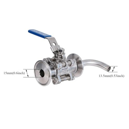 1.5 Inch Tri Clamp Ball Valve & Racking Arm Pick-up Tube Stainless Steel 304 Homebrew Boil Kettle Conical Fermenter Parts