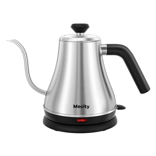 Mecity Electric Kettle Gooseneck Water Kettle Stainless Steel Tea Kettle Water Boiler Fast Heating, Auto Shut Off, 27 fl oz, 1000W, Stainless Steel - color: Stainless Steel