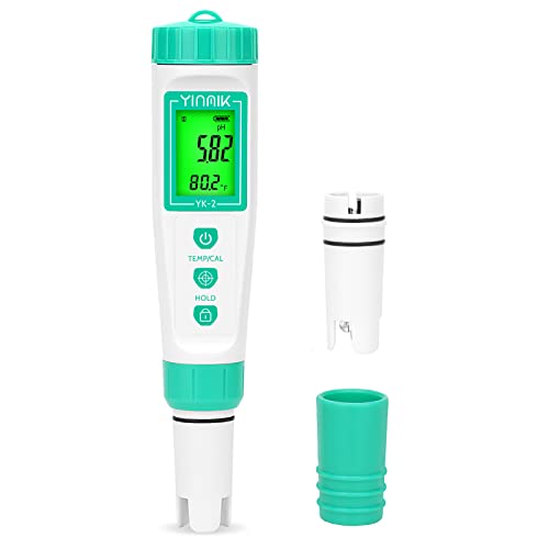 YINMIK Digital pH Meter with Extra Replaceable Probe, Pocket pH Tester for Hydroponics, Accurate Water Tester for Swimming Pool Hot Tub Aquariums Home Wine Brewing - color: White