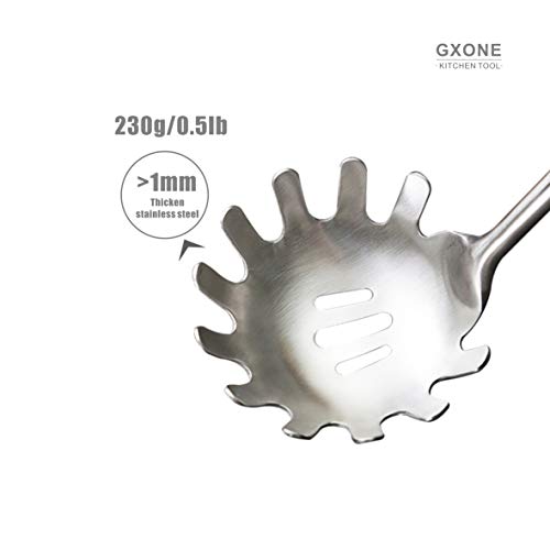 Spaghetti Spoon,304 Stainless Steel Pasta Spoon with Heat Resistant Wooden Handle,Silver/14.2Inch - style: Pasta Spoon-wood handle