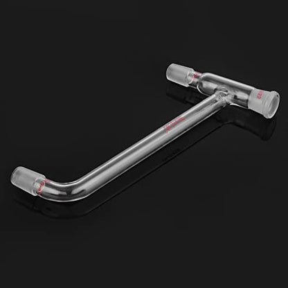 stonylab Borosilicate Glass 75 Degree Bent Distilling Adapter, with Two 19/22 Inner Joints and One Outer Joint, for Laboratory Distillation - size: 19/22 Joint