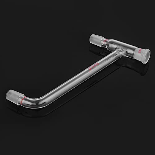 stonylab Borosilicate Glass 75 Degree Bent Distilling Adapter, with Two 19/22 Inner Joints and One Outer Joint, for Laboratory Distillation - size: 19/22 Joint