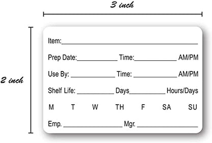 Restaurant Quality Shelf Life Labels / 500 Meal Prep Stickers/Use by Removable Labels / 2" x 3" Food Organization Sticker/Made in The USA - size: Removable 2” x 3”