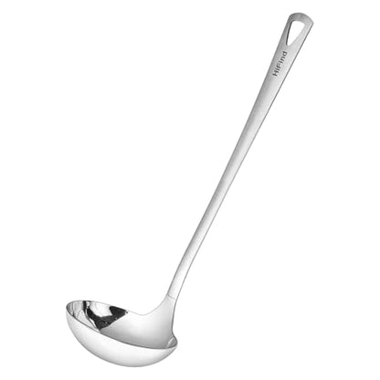 HIFIND Cooking Spoon 12.2 Inches Kitchen Stainless Steel Round Ladle, Heavy-Duty, Heat Resistance, Rust-Resistant Kitchen Ergonomic Handle for Chefs Serving Soups, Stews