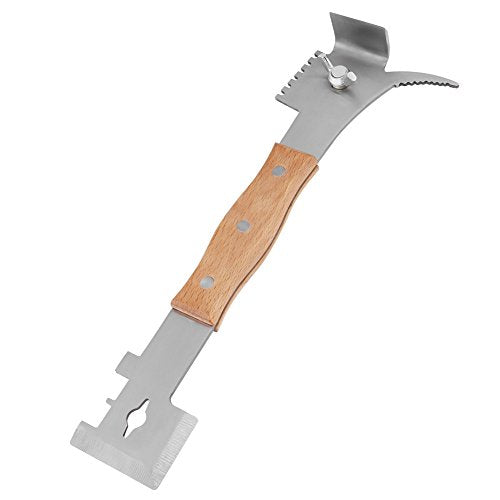Hilitand Multifunctional Beekeeping Hive Tool, Polished Stainless Hive Scraper Tool with Wood Handle Grip Beekeeping Equipment for Beekeepers