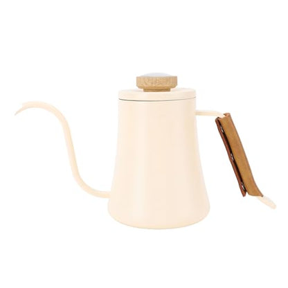 Tnfeeon 304 Stainless Steel Gooseneck Coffee Kettle 600ML Pour Over Kettle with Thermometer Lid Long Narrow Spout Compact Design for Home Office Camping