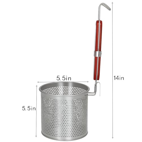 6PCs Mesh Pasta Basket Food Strainer Insert For Pot, Colander with Round Wooden Handle Stainless Steel Mesh Spider Strainer for Pasta Noodles Dumpling Vegetable - size: 5.5inch（diameter）