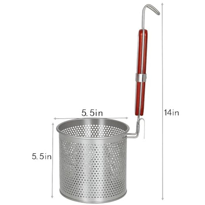6PCs Mesh Pasta Basket Food Strainer Insert For Pot, Colander with Round Wooden Handle Stainless Steel Mesh Spider Strainer for Pasta Noodles Dumpling Vegetable - size: 5.5inch（diameter）