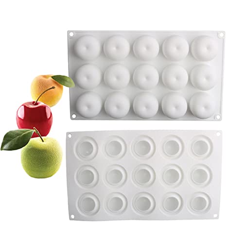 OCPO KITCHEN Apple Silicone Mold for Baking Mousse Cake, Candy, Chocolate, French Fruit Dessert, Pastry, Cupcake, Ice Cream, Pudding, Cake Decoration Mold, 3D Apple Shape (15-Cavity) - style: Apple (15-Cavity)