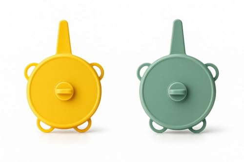 Fermentation Lids for Mason Jars, Silicone Airlock Lids for Sauerkraut, Kimchi & Pickles, Self-Adjusting, Fits Wide & Small Mouth Jars, Starter Kit of 2 - color: Green & Yellow 2.5"