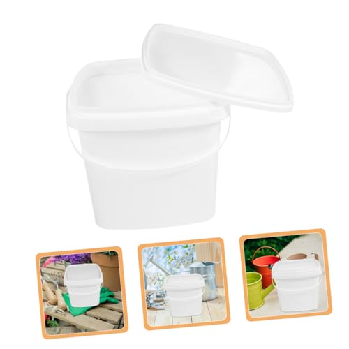 2pcs Square Plastic Buckets Lids for Kitchen Containers Lids Brining Container Square Portable Bucket Storage Water - color: White