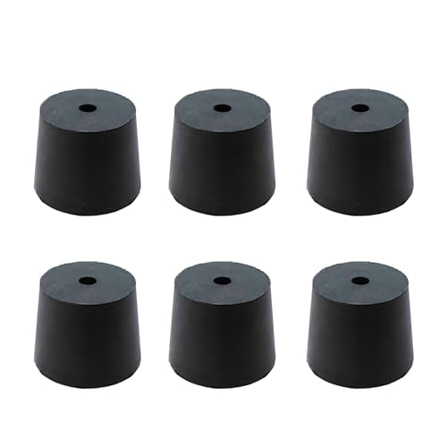 6Pcs Solid Rubber Stopper Bungs with Hole 26mm to 32mm Solid Test Tubes Bungs Stopper for Flask, Plug Holes and Test Tube(Black) - size: 26mm to 32mm
