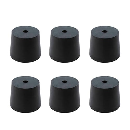 6Pcs Solid Rubber Stopper Bungs with Hole 26mm to 32mm Solid Test Tubes Bungs Stopper for Flask, Plug Holes and Test Tube(Black) - size: 26mm to 32mm