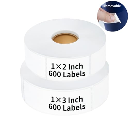 1200 Pcs Blank Removable Freezer Labels, 600Pcs 1x2 Inch Food Storage Stickers and 1x3 Inch Freezer Tape, Waterproof Oil Resistant Leaves with Perforation Line for Restaurants, Markets, 2 Roll - color: Type-d