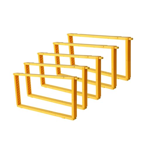 5 Pack Durable Plastic Beehive Frames | 3-in-1 Design for Wires/Wax Foundations/Honeycomb Cassettes, Fits 8/10 Frame Hives (19"×9")