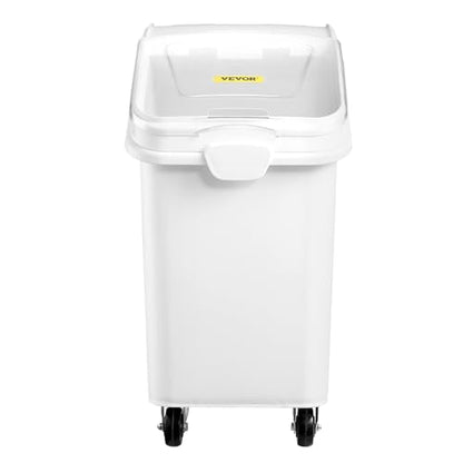 VEVOR 90.2L(27갤런) 식품 보관 용기, 500컵 재료 통, 스쿱 및 슬라이딩 뚜껑 포함, 상업용 식품 용기, 쌀 보관, 개 사료 용기, 밀가루 및 설탕 용기에 이상적, 화이트 - size: 27 Gallon