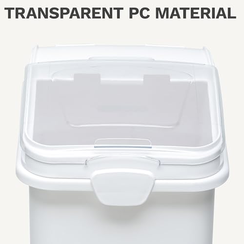 DWVO 27 Gal Large Ingredient Storage Bin, Flour Rice Food Storage Containers Bin with 500 Cups, Commercial Bins with 360° Wheels, Scoop and Lid for Kitchen, White - size: 27 Gal