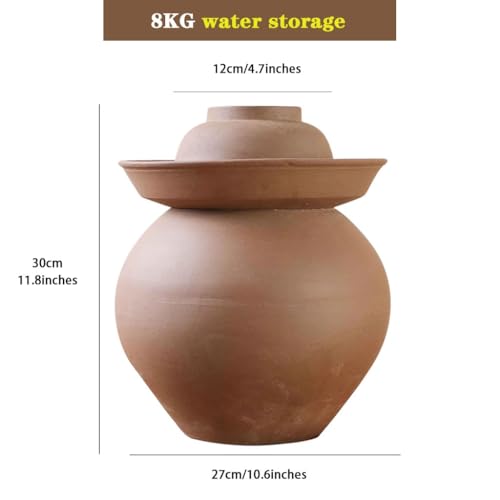 Unglazed Clay Fermentation Jar, Double Lid Design Sealed Pickling Crock, Classic Traditional Water Seal, Pickled Cucumbers and Beans(8kg/282.2oz) - size: 8kg/282.2oz