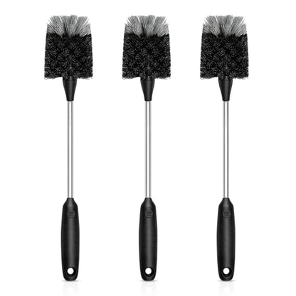SetSail Bottle Brush of 3 Pack, 14-in Long Stainless Steel Handle Water Bottle Cleaner Brush Non-Slip Grip Bottle Brushes for Cleaning Water Bottles Sport Bottles Coffee Mugs Glasswares Cups, Black