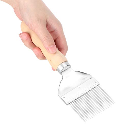 2pcs Bee Keeping Uncapping Fork, Stainless Steel Honey Comb Uncapping Fork Honeycomb Honey Scraper Wooden Handle Beekeeping Beekeeper Equipment Tool with 18 Tines for Beekeeping