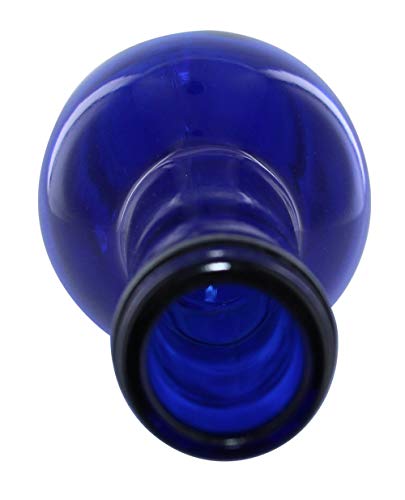 North Mountain Supply 750ml Glass Bordeaux Wine Bottle Flat-Bottomed Cork Finish - Case of 12 - Cobalt Blue