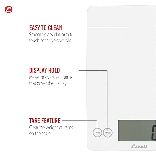 Escali Arti Digital Food Scale, Multi-Functional Kitchen Appliance, Precise Weight Measuring and Portion Control, Baking and Cooking Made Simple, Tempered Glass, Frost White - color: Frost White