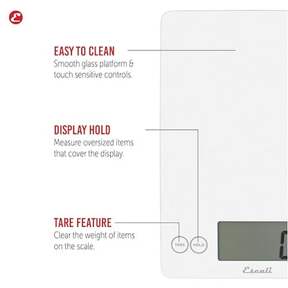 Escali Arti Digital Food Scale, Multi-Functional Kitchen Appliance, Precise Weight Measuring and Portion Control, Baking and Cooking Made Simple, Tempered Glass, Frost White - color: Frost White