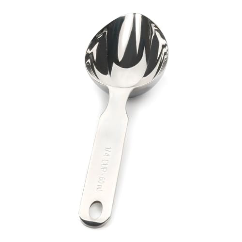RSVP International Endurance Oval Measuring Scoop, 1/4 cup, Stainless Steel - size: Oval, 0.25-Cup