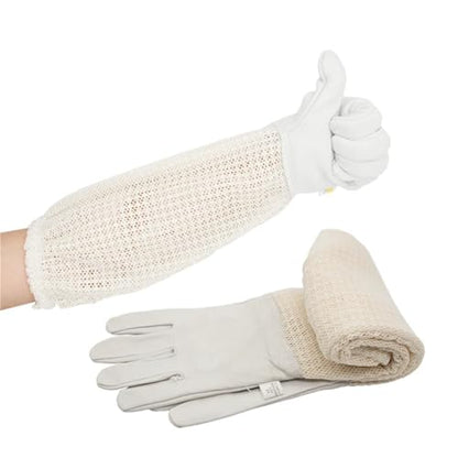 Beekeeping Gloves Ultra Mesh Beekeepers Gloves Three-Layer Net Ventilation Protect Your Hands Fully Ventilated Goatskin Beekeeping Gloves for Beekeepers Protected Supplies(XX-Large) - size: XX-Large