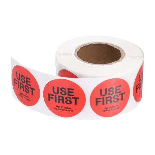 PATIKIL 500 Pcs USE First Stickers, 1.5 inch Round Use First Stickers Food Service Circle Inventory Control Adhesive Labels for Food Service Kitchen Restaurants Retail Storage Date, Red - color: Red, size: 1.5 Inch