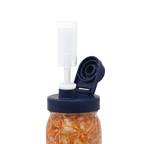 Brewing America Fermentation Kit Lids for Wide Mouth Mason Jars (Jars Not Included) Blue Fermenting Top with Airlock - color: Old Glory Blue