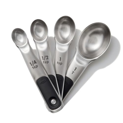OXO Good Grips 4 Piece Stainless Steel Measuring Spoons with Magnetic Snaps - size: 4 count, style: Spoons
