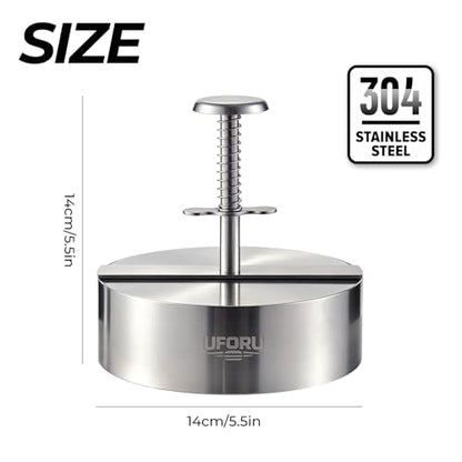 UFORU 5.5 Inch XL Burger Press,304 Stainless Steel Hamburger Patty Maker,Heavy Duty Non-Stick Patty Press, Adjustable Thickness,Dishwasher Safe Detachable Grill Tool for Beef,BBQ,Commercial Use - size: 5.5inch