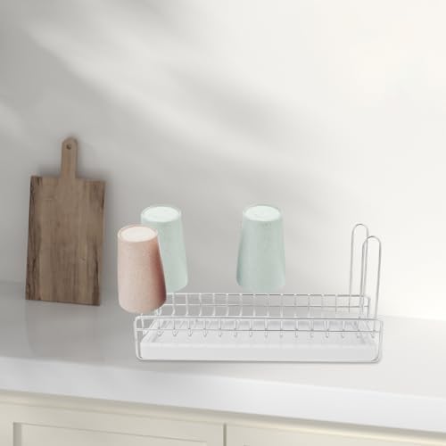 VICASKY Stainless Steel Bottle Drying Rack with Drain Tray, Kitchen Cup Holder Rack and Teacup Draining Shelf, Countertop Storage Organizer for Water Cups, Mason Jars, Mugs, and Sports
