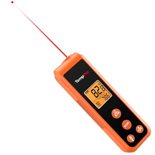 TempPro TP410 Infrared Thermometer Gun Non-Contact Laser Thermometer Gun for Cooking, Temperature Gun with Range -58℉~1022℉ for Pizza Oven Accessories, Griddle, HVAC, Engine, Gift for Dad Him Husband - style: IR Thermometer with Laser