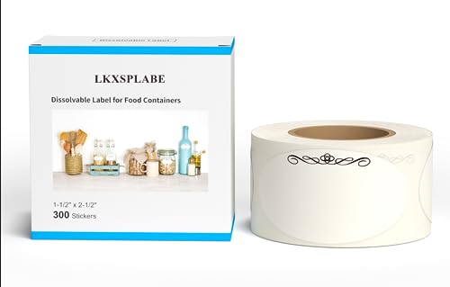 White 1-1/2" x 2-1/2" Dissolvable Labels for Food Containers 300 Stickers(1 Roll)