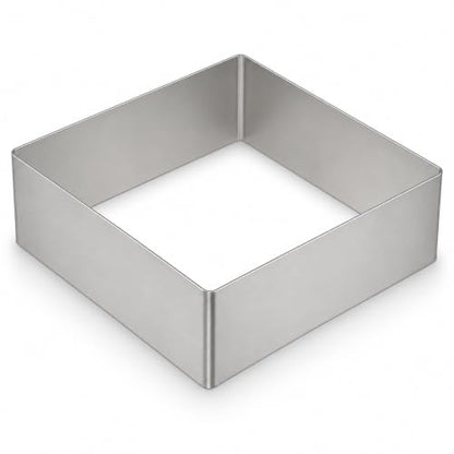 GALPADA Square Cake Ring Mold, 8in Stainless Steel Mousse Mold for Tiramisu (Silver 8 Inch) | Adjustable Scale Markings Cake Ring for Baking Mousse, Tiramisu, Pastries and Desserts - size: Size 8