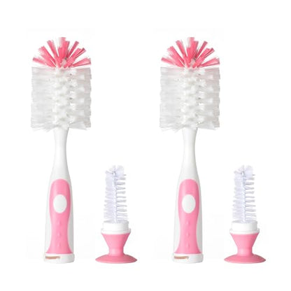 Multifunctional Cleaning Brush, Baby Bottle Brush, Bottle Brush Cleaner | Rotate The Suction Cup to Obtain The Small Bristle Brushes Set - color: Pink 2