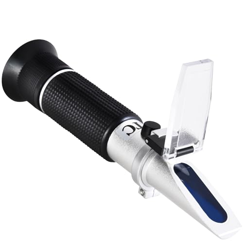 Portable Brix Refractometer with ATC, Accurate Dual Scale Brix Meter Specific Gravity SG Wort 1.000-1.130 & Brix 0-32%, High Precision Sugar Level Tester in Wine Making, Beer Brewing, Home Brew Kit